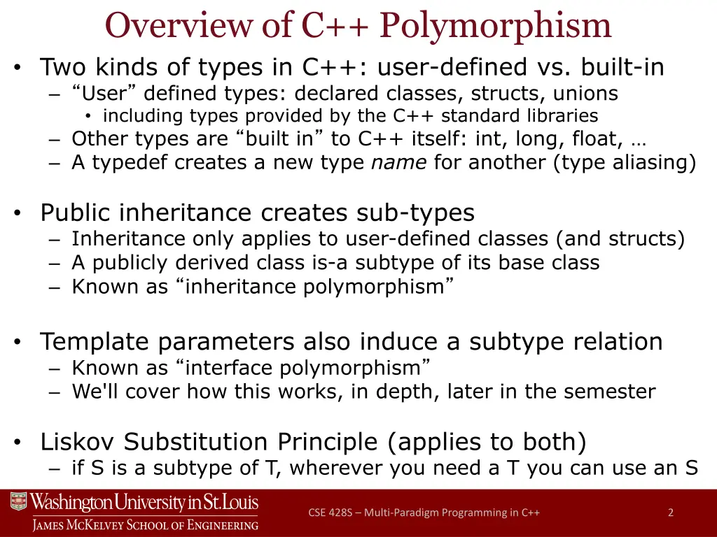 overview of c polymorphism two kinds of types