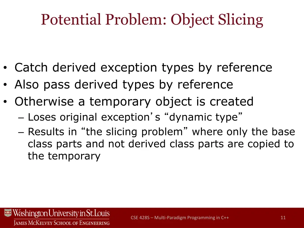 potential problem object slicing