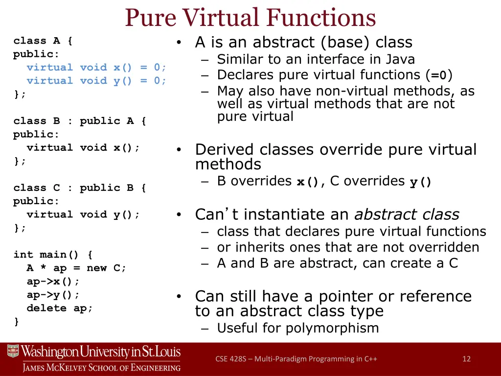 pure virtual functions a is an abstract base