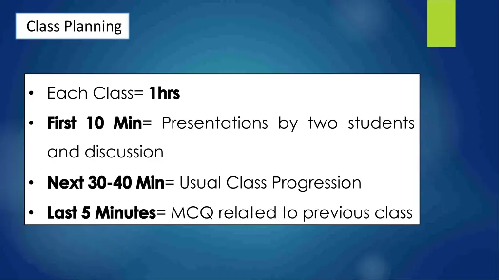 class planning