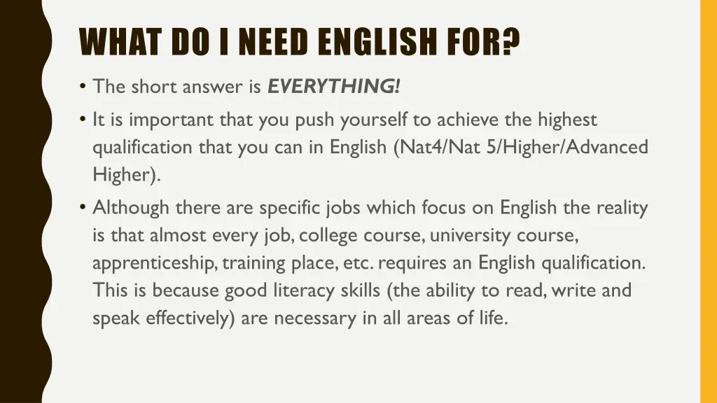 what do i need english for