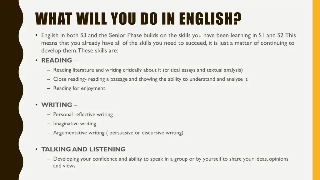what will you do in english