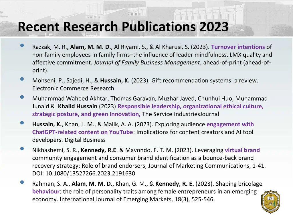 recent research publications 2023 razzak m r alam
