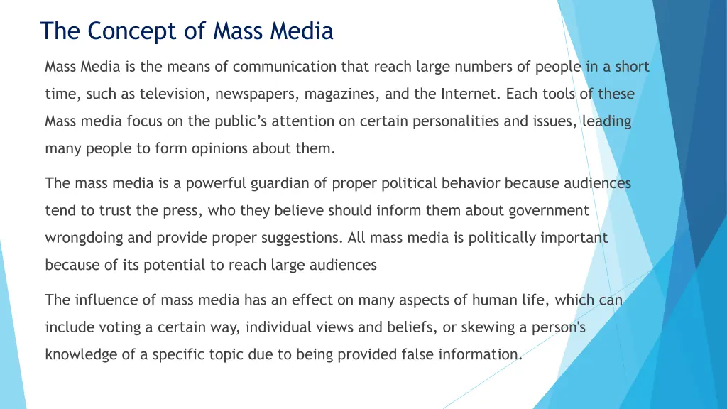 the concept of mass media