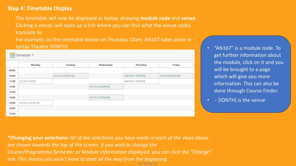 step 4 timetable display