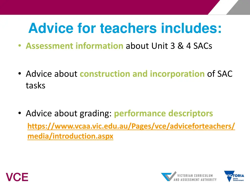 advice for teachers includes assessment