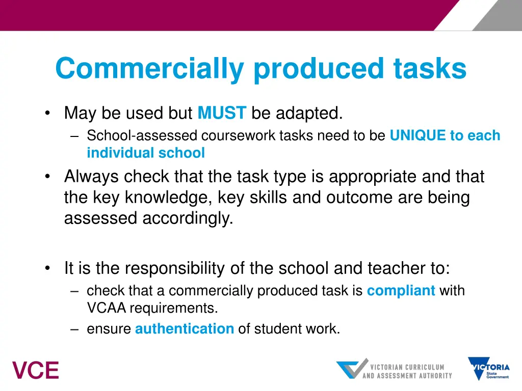 commercially produced tasks