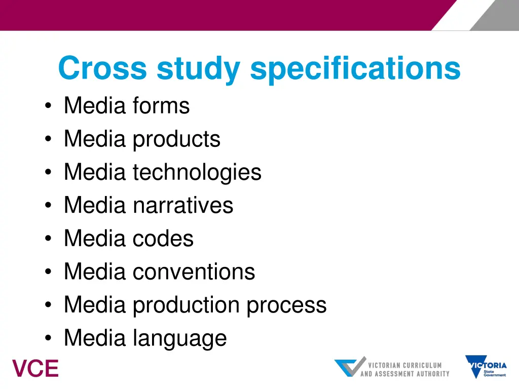 cross study specifications media forms media