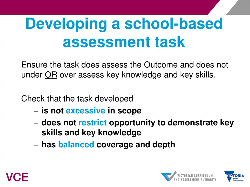 developing a school based assessment task 1