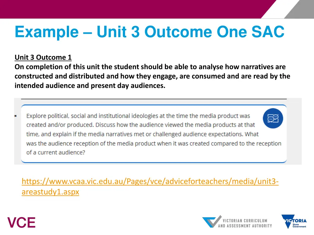 example unit 3 outcome one sac