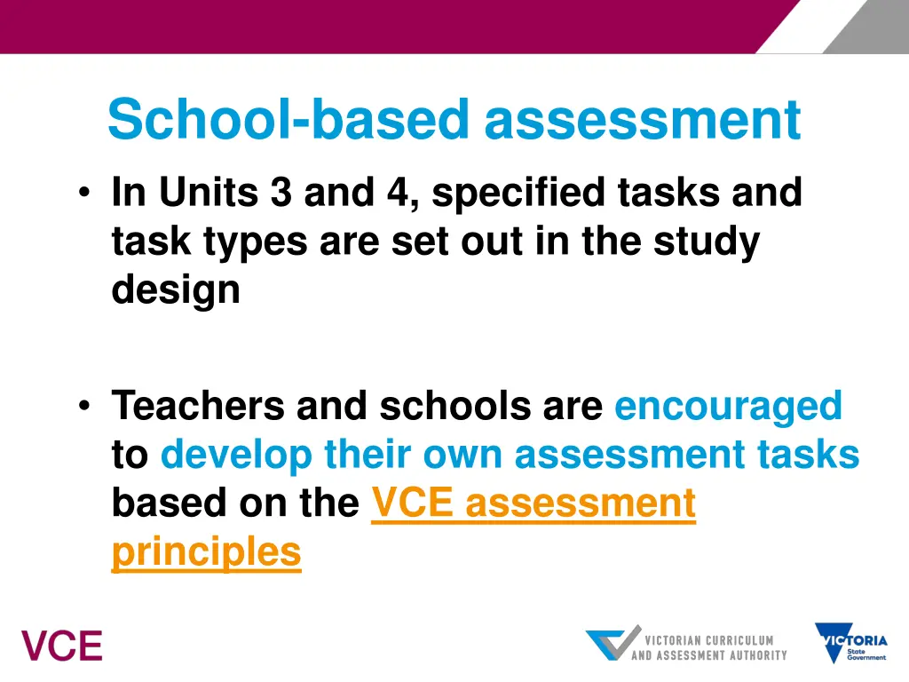 school based assessment in units