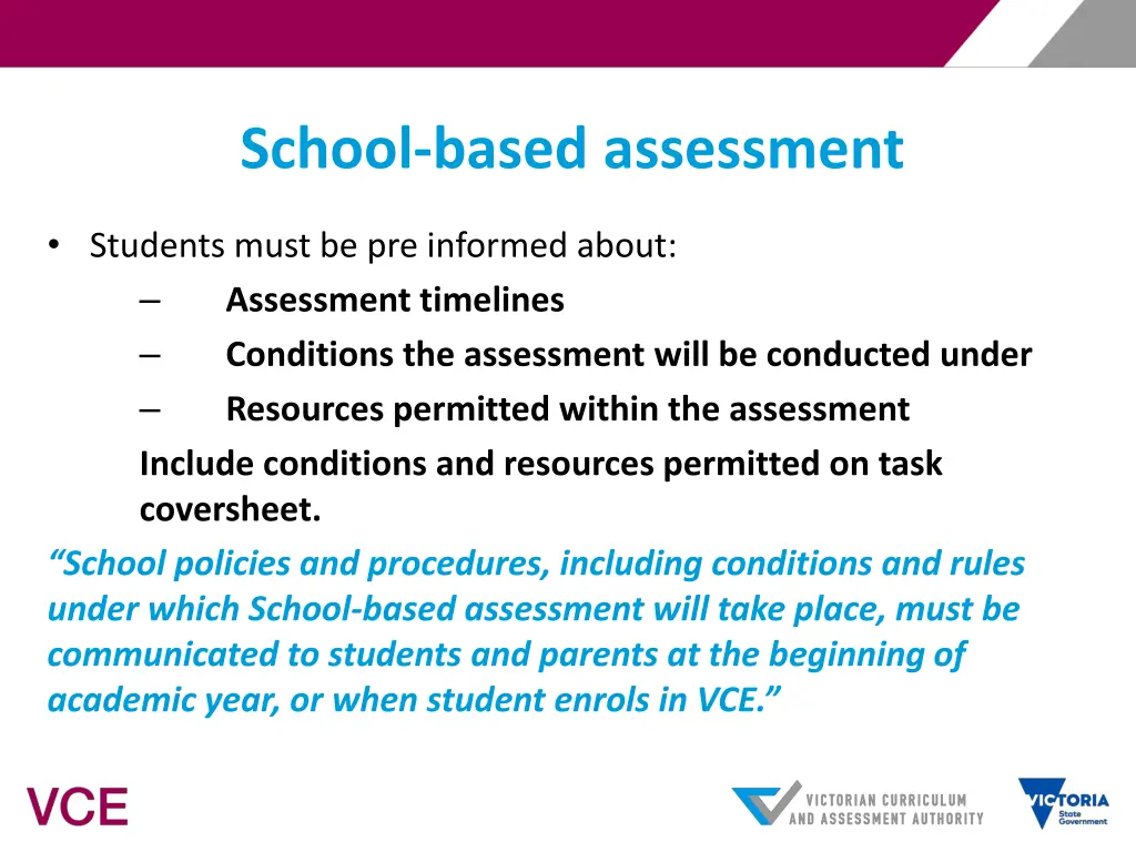 school based assessment