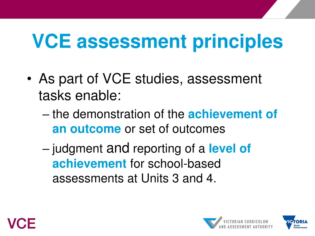 vce assessment principles 1