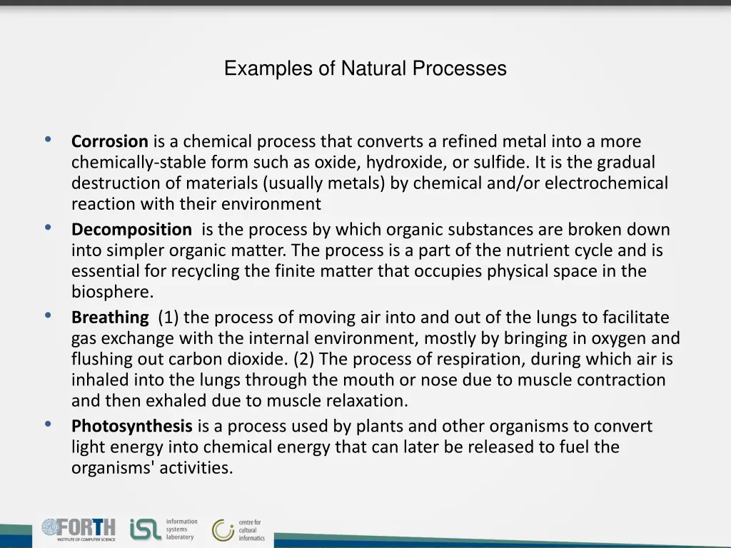 examples of natural processes