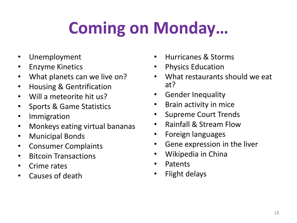 coming on monday
