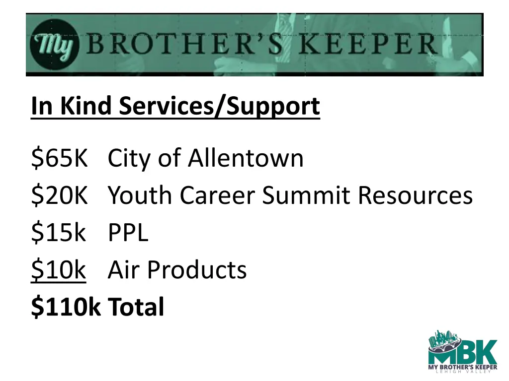 in kind services support