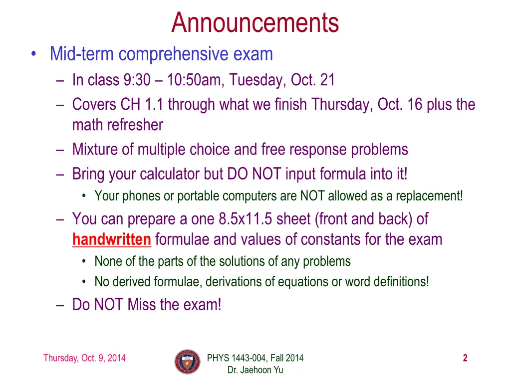 announcements