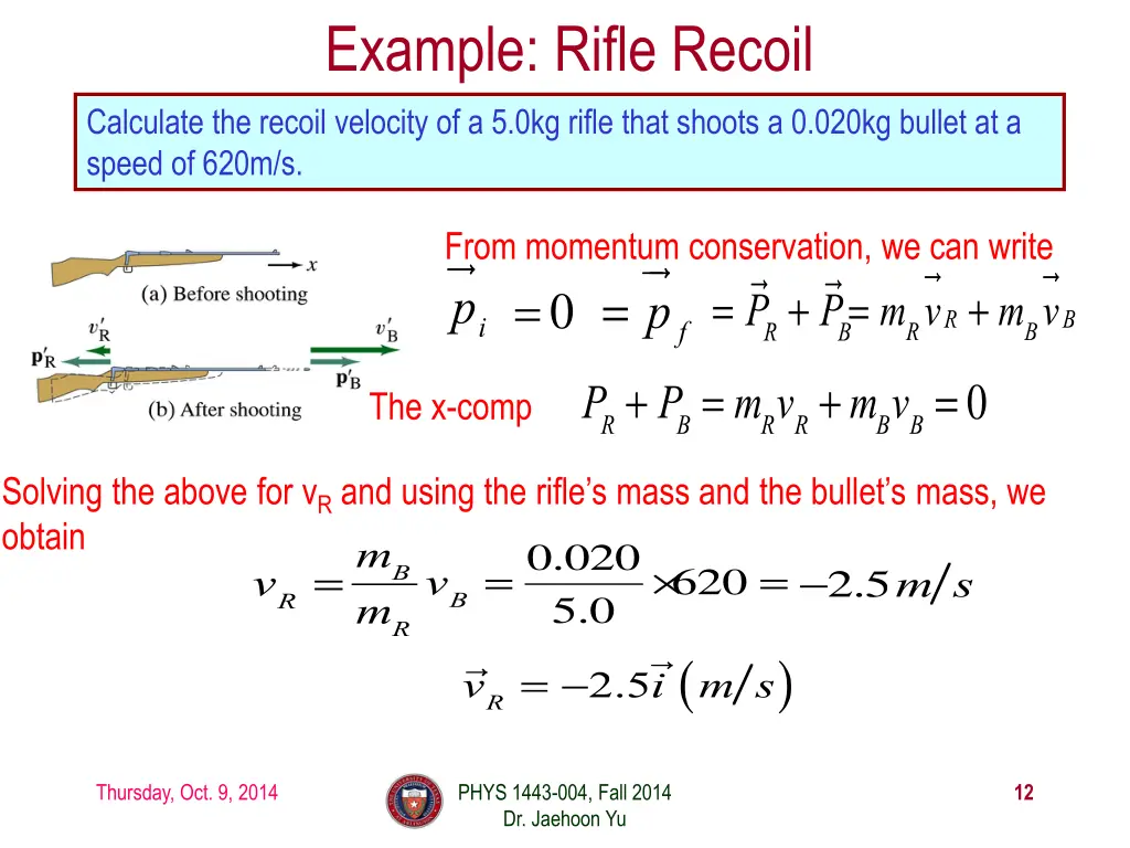 example rifle recoil calculate the recoil