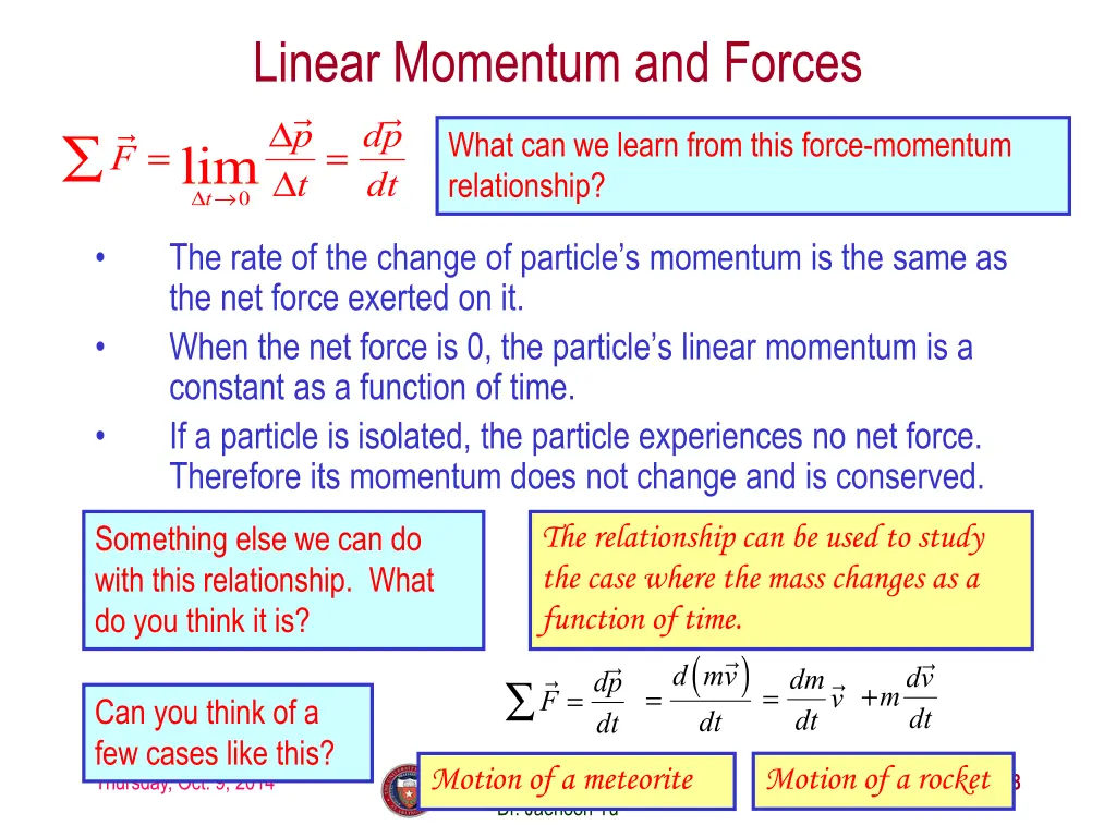 linear momentum and forces