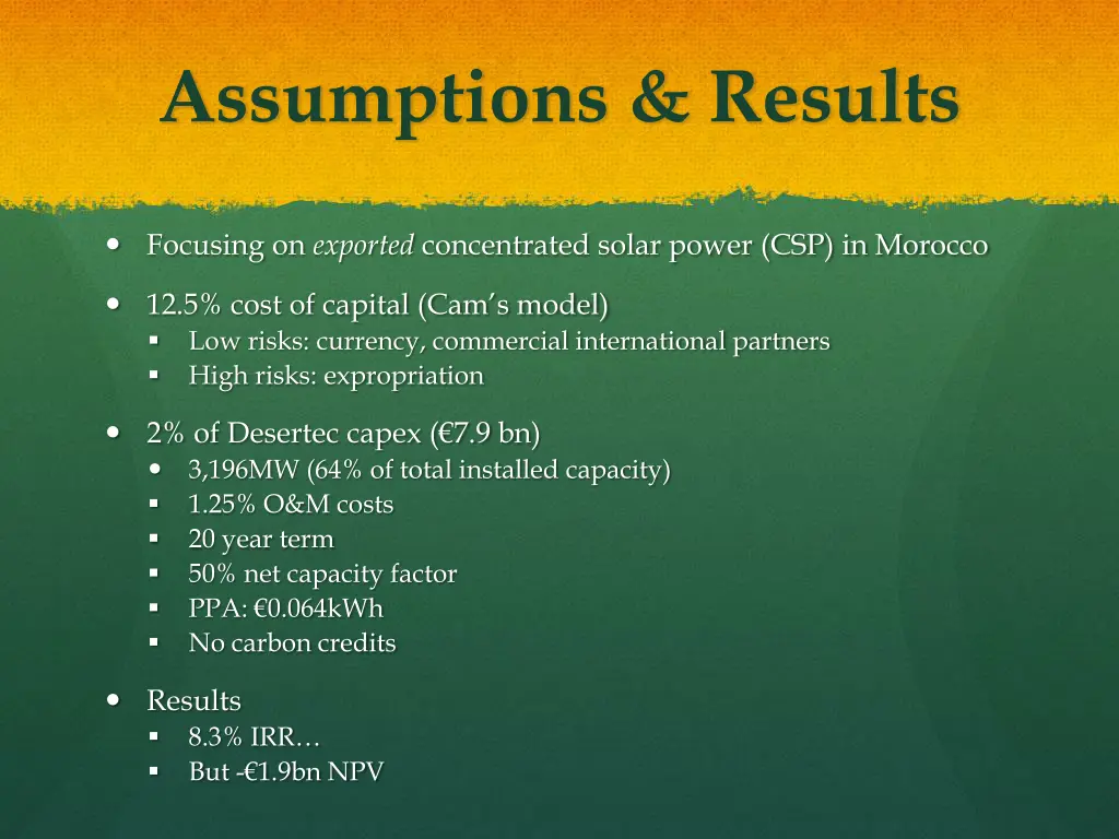 assumptions results