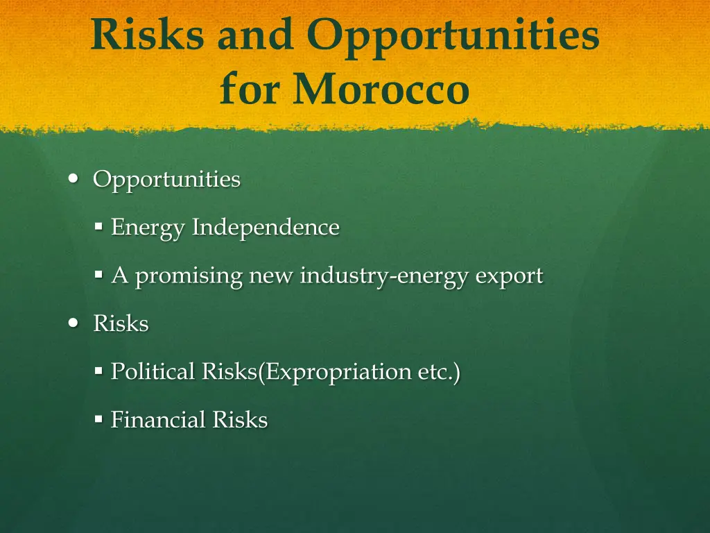 risks and opportunities for morocco