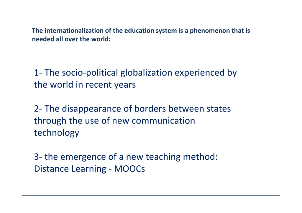 the internationalization of the education system