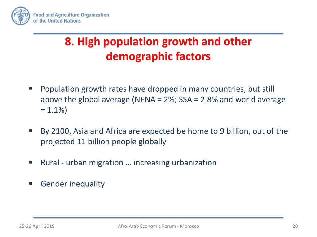 8 high population growth and other demographic