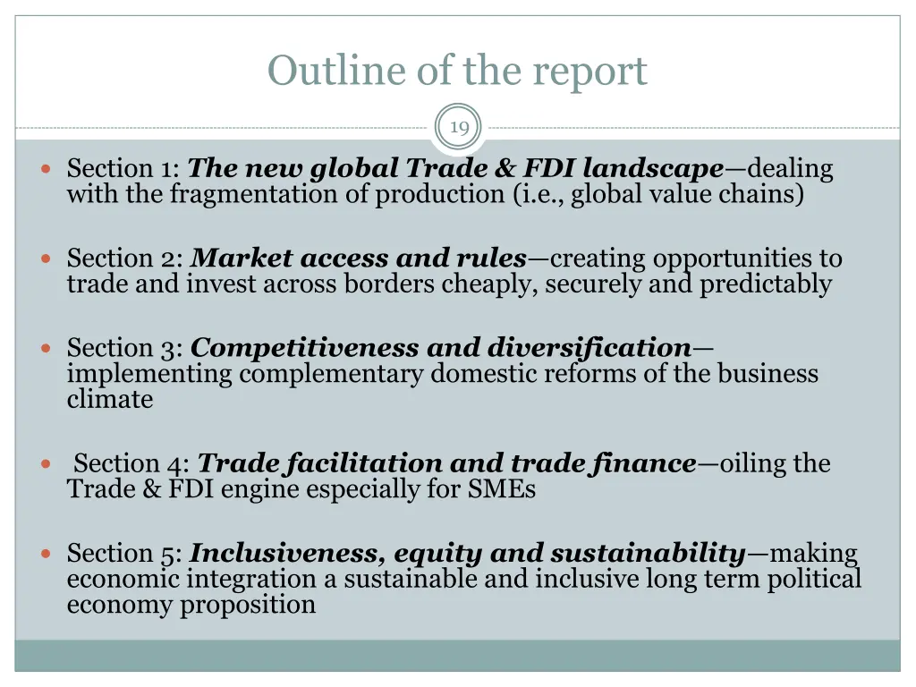 outline of the report