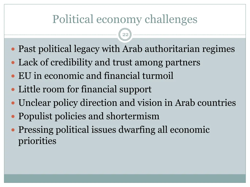 political economy challenges