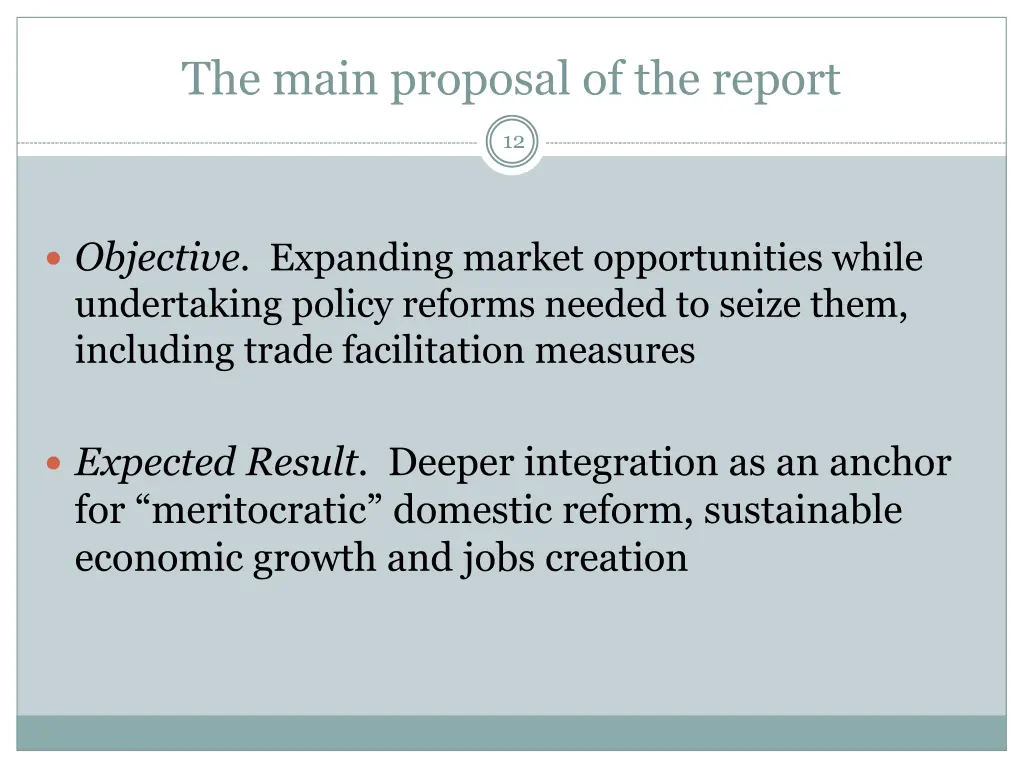 the main proposal of the report
