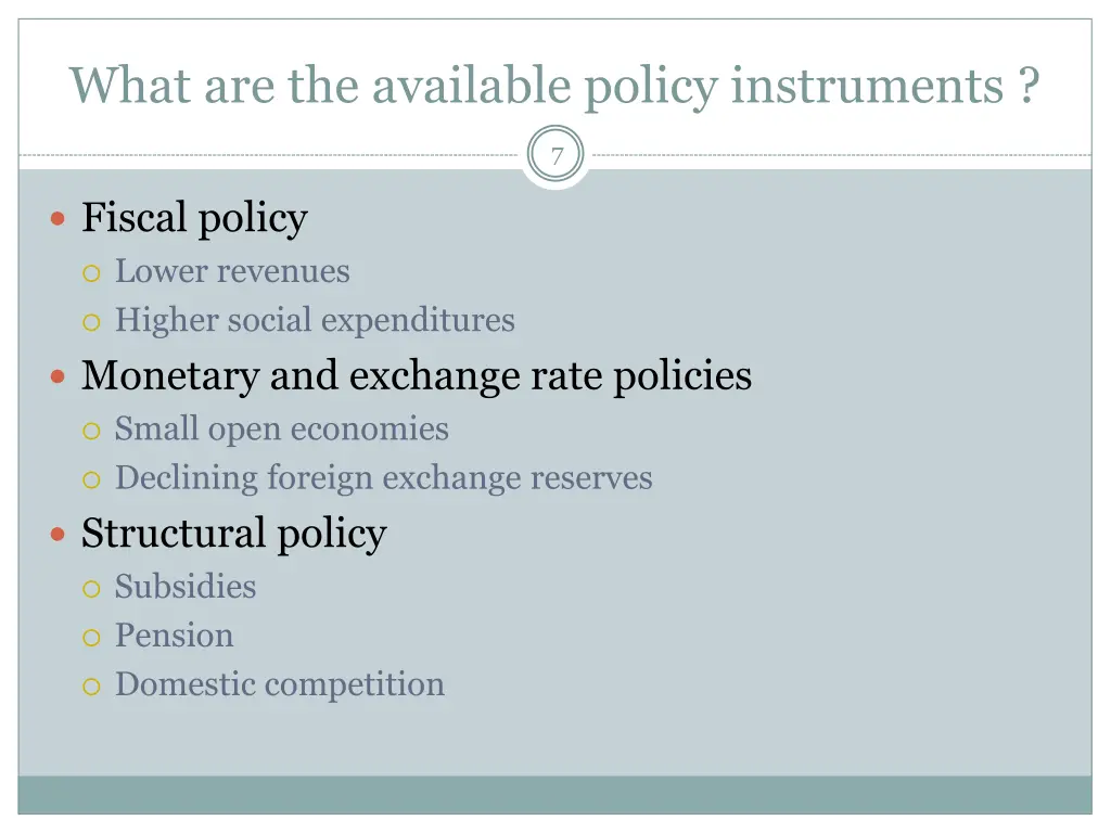 what are the available policy instruments