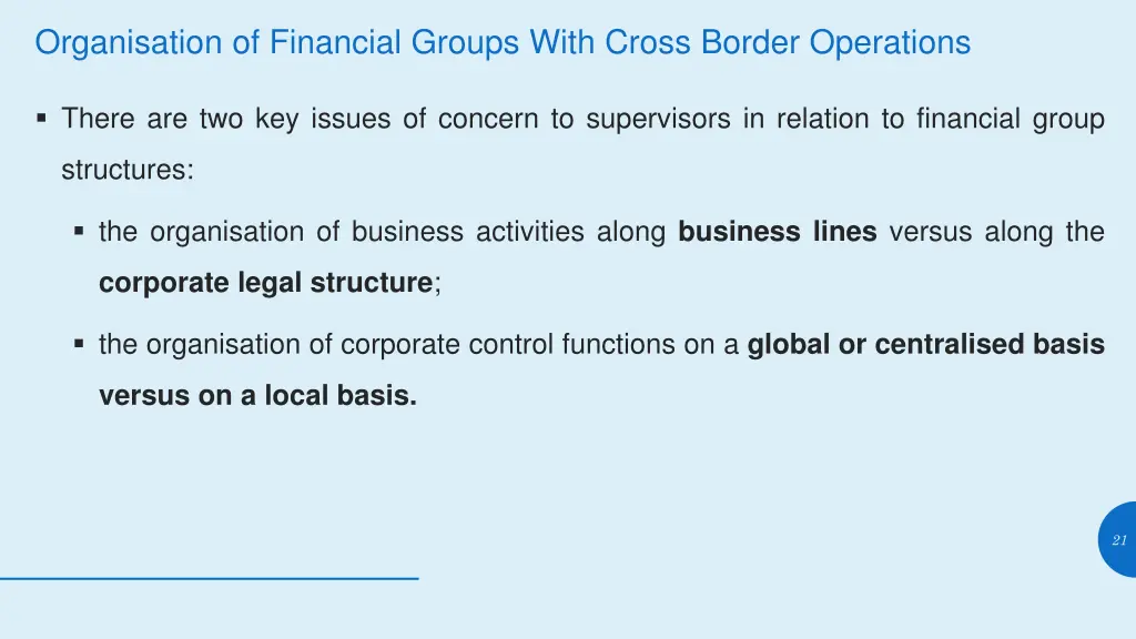 organisation of financial groups with cross 1