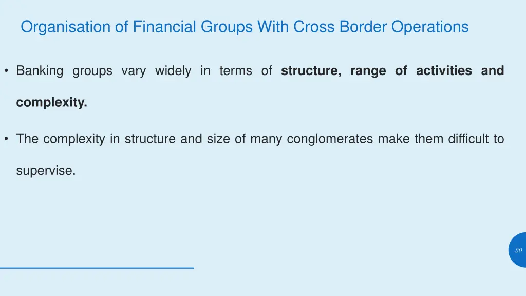 organisation of financial groups with cross