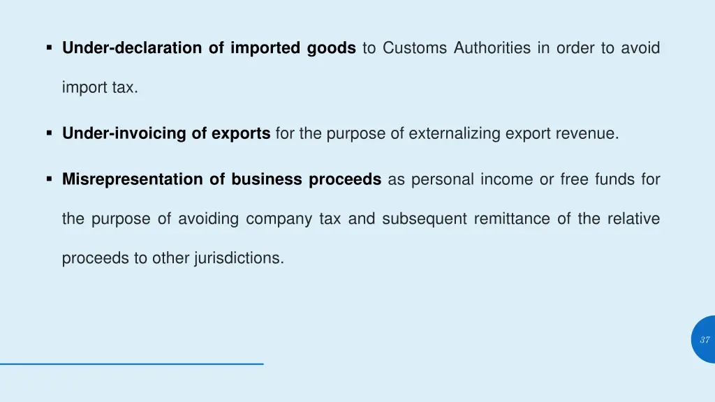 under declaration of imported goods to customs