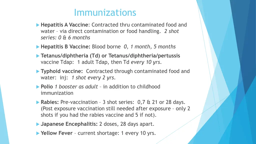 immunizations