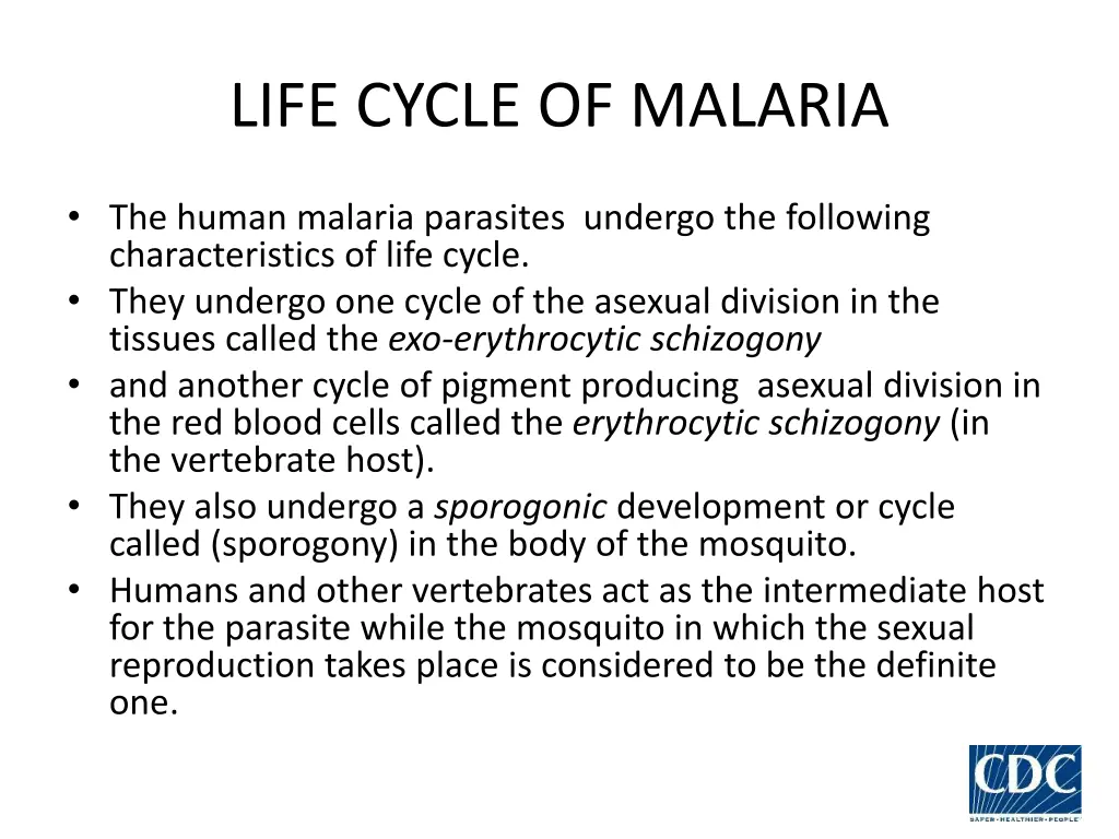 life cycle of malaria