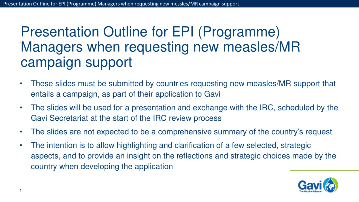 presentation outline for epi programme managers