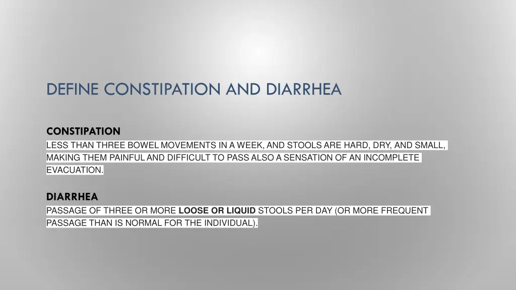 define constipation and diarrhea