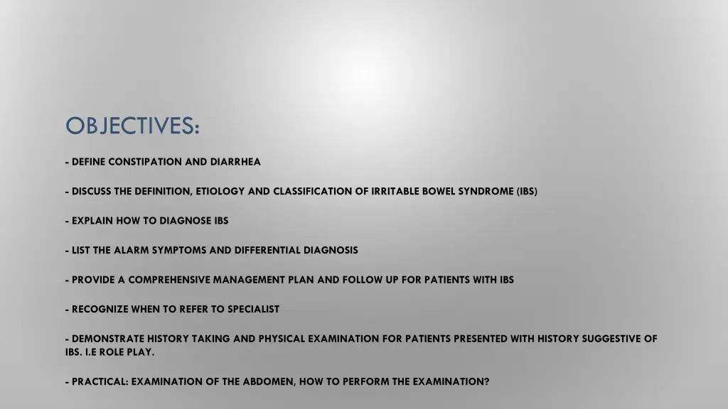 objectives