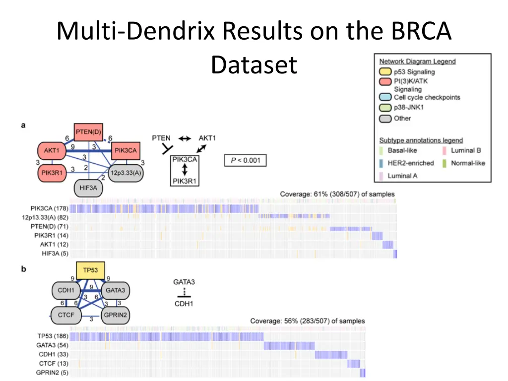 multi dendrix results on the brca dataset