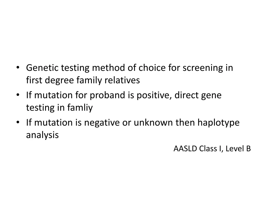 genetic testing method of choice for screening