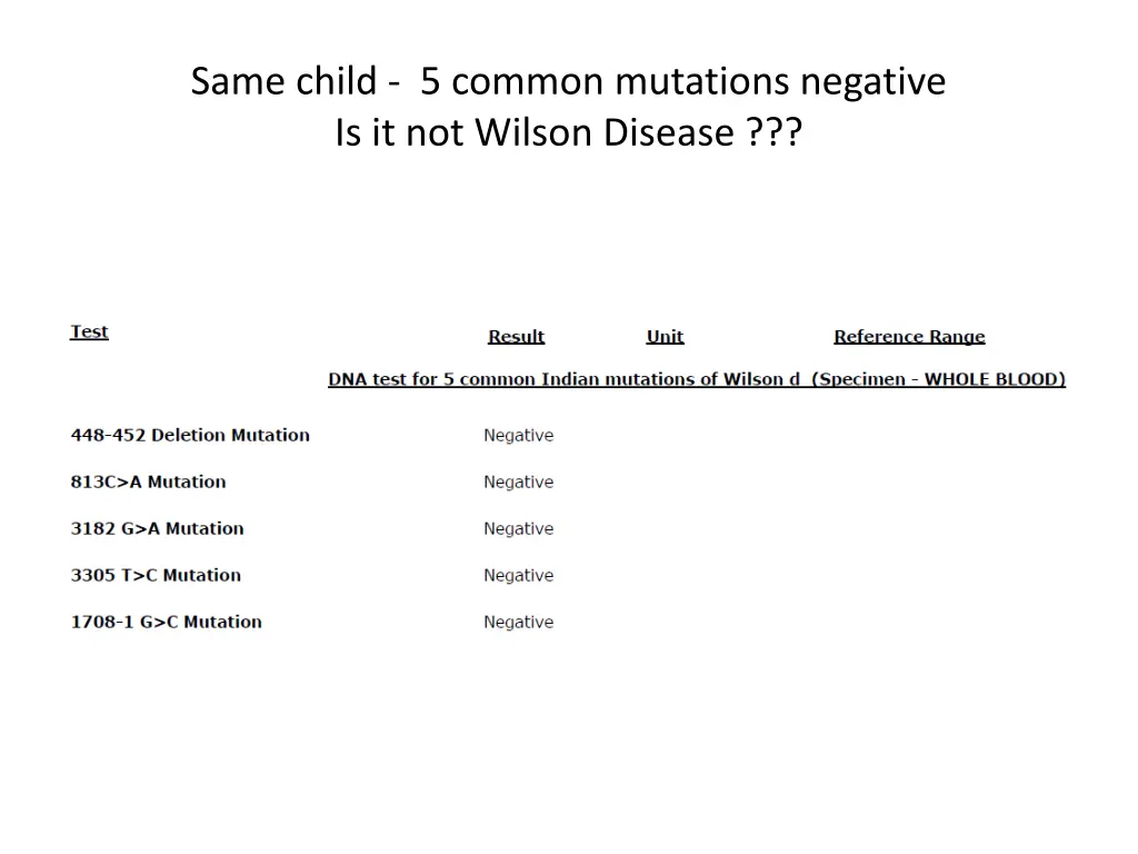 same child 5 common mutations negative