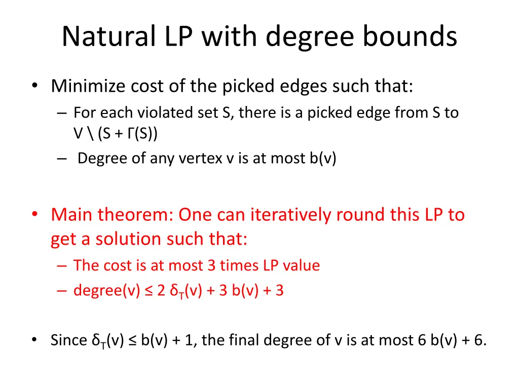 natural lp with degree bounds