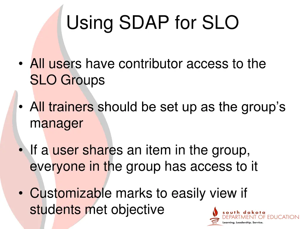 using sdap for slo