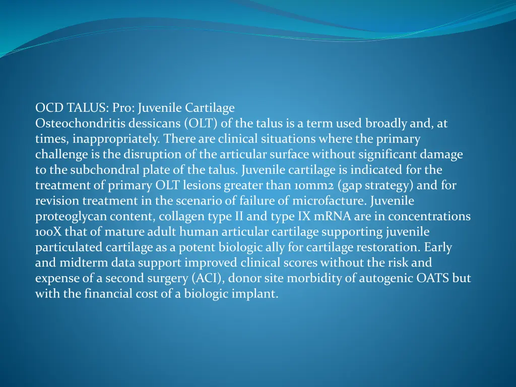 ocd talus pro juvenile cartilage osteochondritis