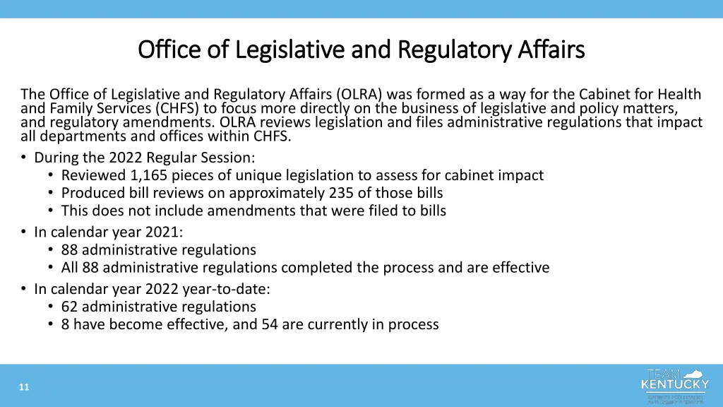 office of legislative and regulatory affairs