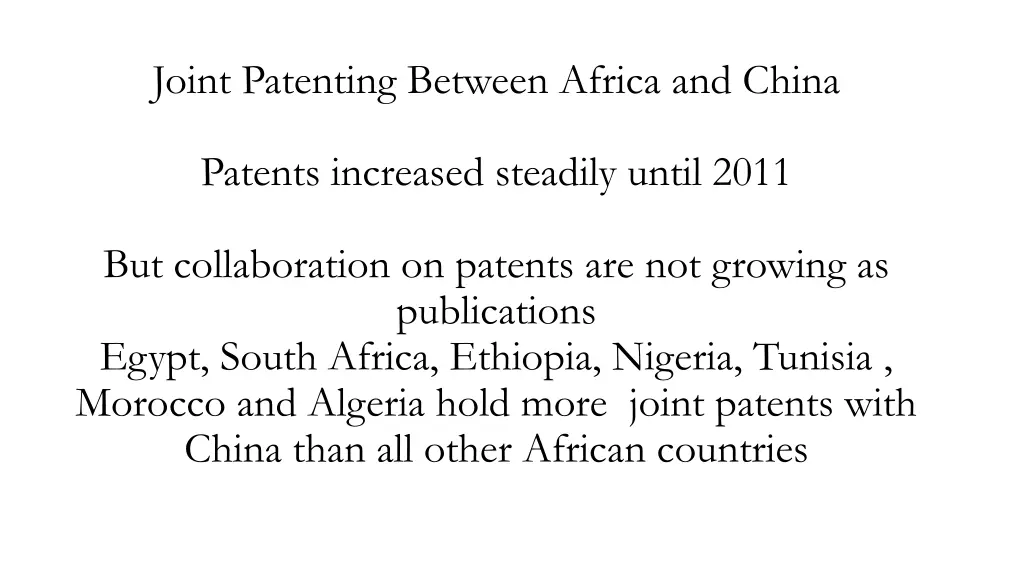 joint patenting between africa and china