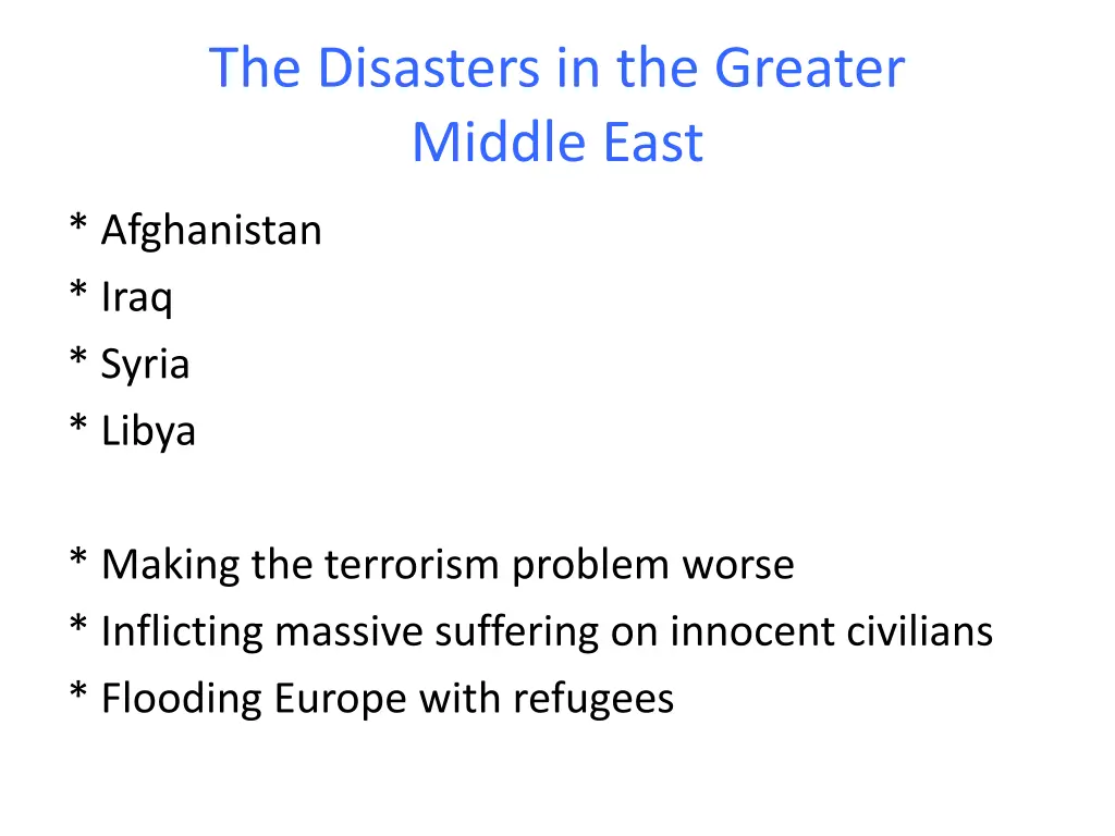 the disasters in the greater middle east
