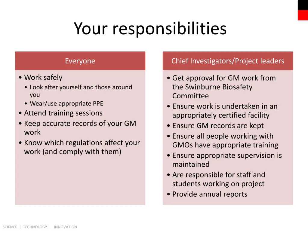 your responsibilities
