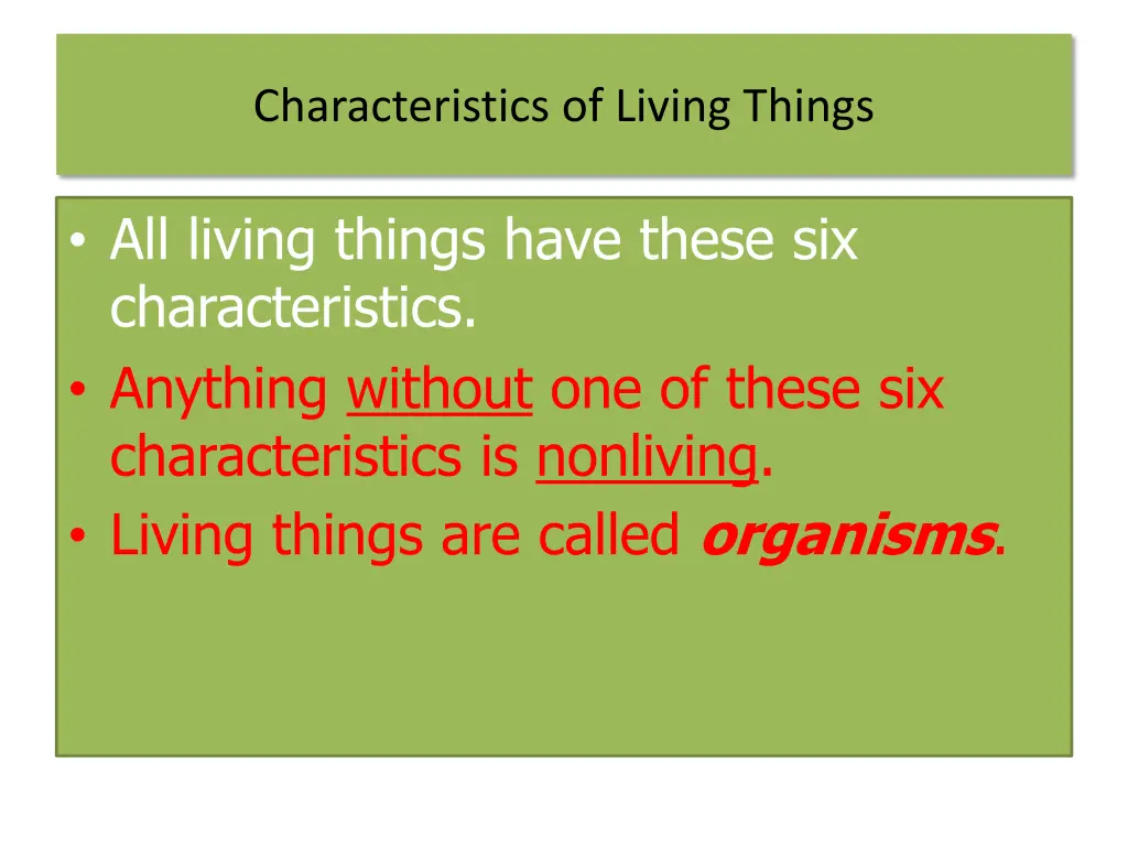 characteristics of living things 1